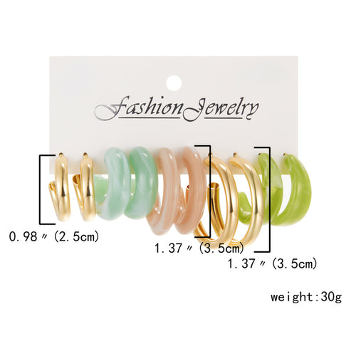 6 Pairs Heart Butterfly Drop Earrings Set Big Circle Piercings
