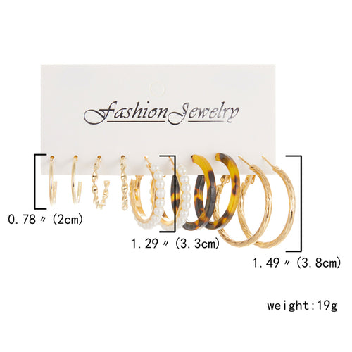 6 Pairs Heart Butterfly Drop Earrings Set Big Circle Piercings