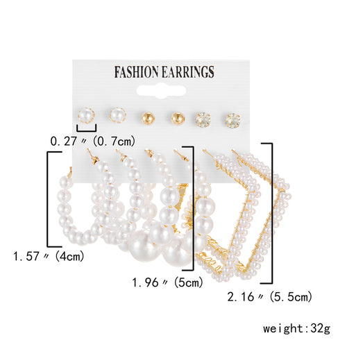 6 Pairs Heart Butterfly Drop Earrings Set Big Circle Piercings